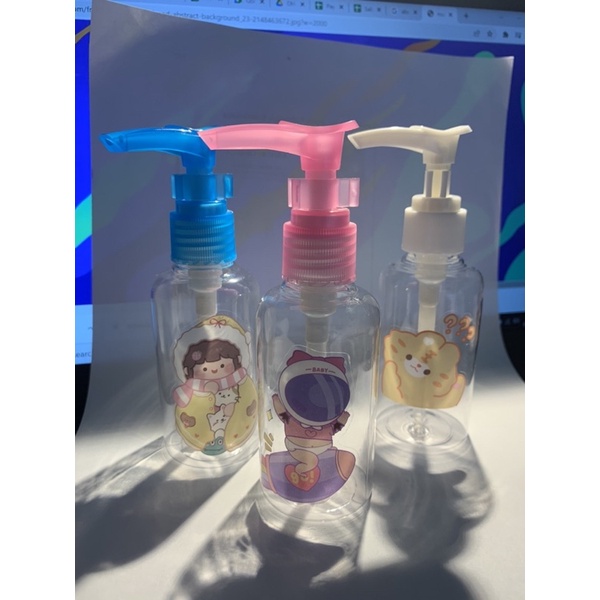 KAWAI Botol Pump 75 ML Tubular BERGAMBAR KARAKTER Botol Isi Ulang Serbaguna PREMIUM