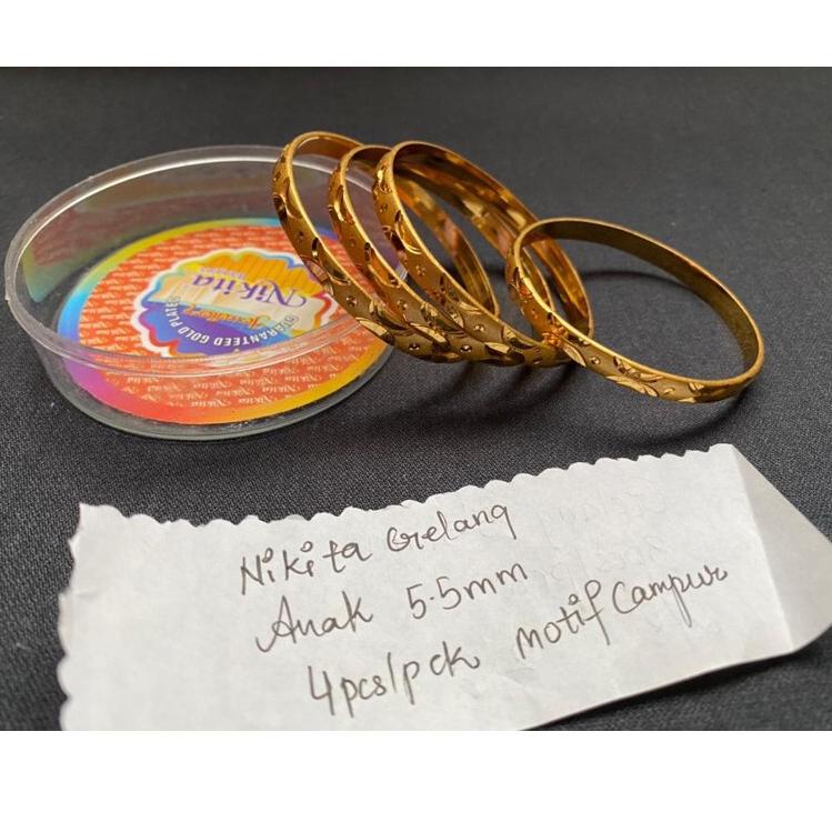 AXFE Gelang anak keroncong Isi 4pcs / fashion anak India/ gelang emas Dubai anak Awas KW