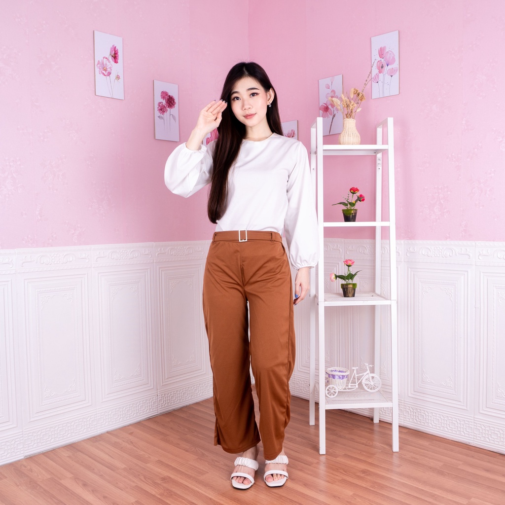 KISHA BELT CULLOTE | CELANA WANITA KULOT / Basic Long Pant Kisha Belt Cullote Pants