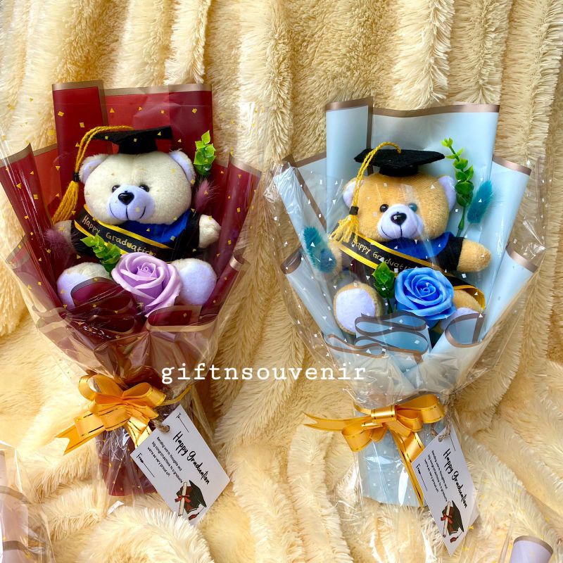 (FREE PAPERBAG) BUKET BONEKA WISUDA | BUKET BUNGA SABUN DAN BUNGA KERING | DRIED AND FLOWERS BOUQET