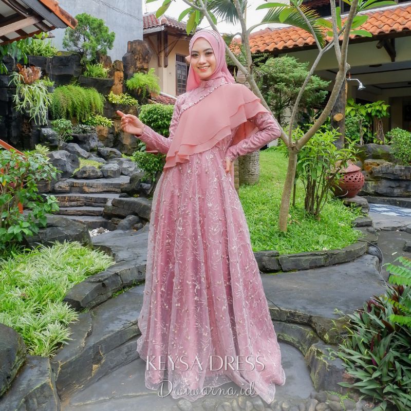 Nagina Maxy 10 Look Nagita Maxy Keisya Dress Brukat Kondangan Gamis Pesta Wanita Muslimah Dress Bridesmaid Sage