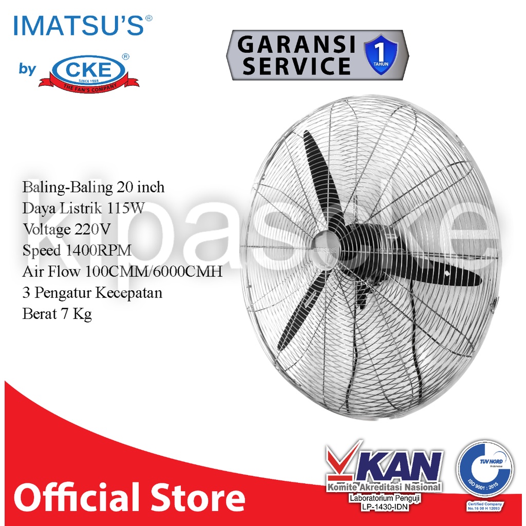 Kipas Dinding 20 inch / Wall Fan 20 Inch Kipas Angin Dinding Tembok Rumah Kipas Industri