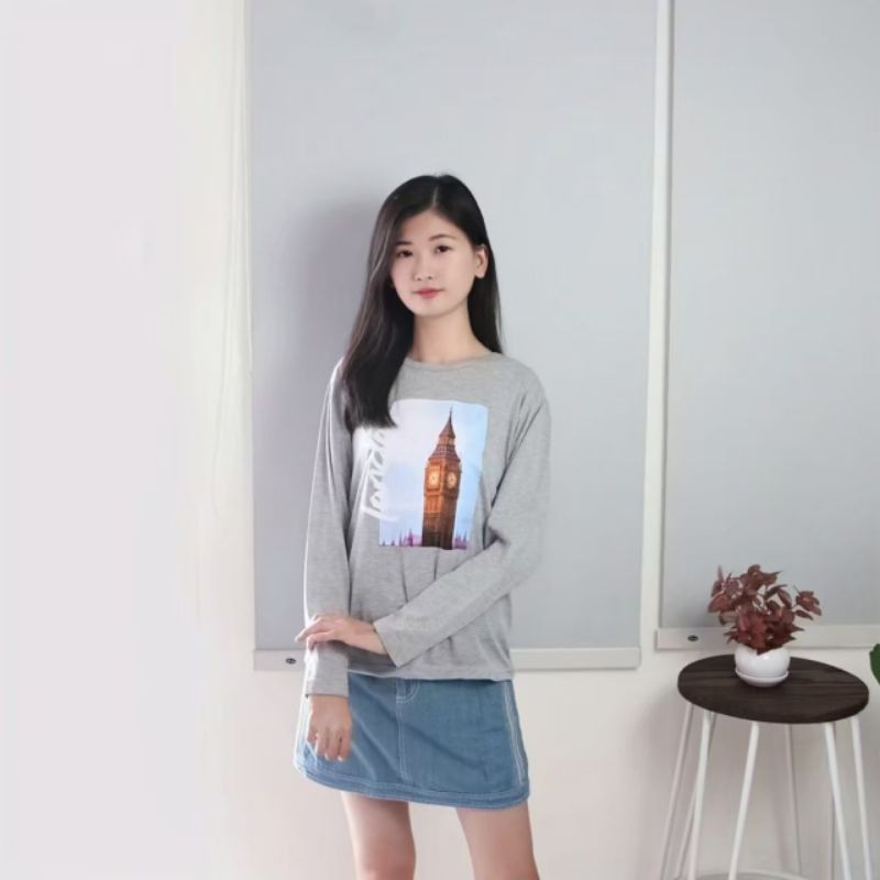 Kaos katun Wanita Lengan Panjang - London