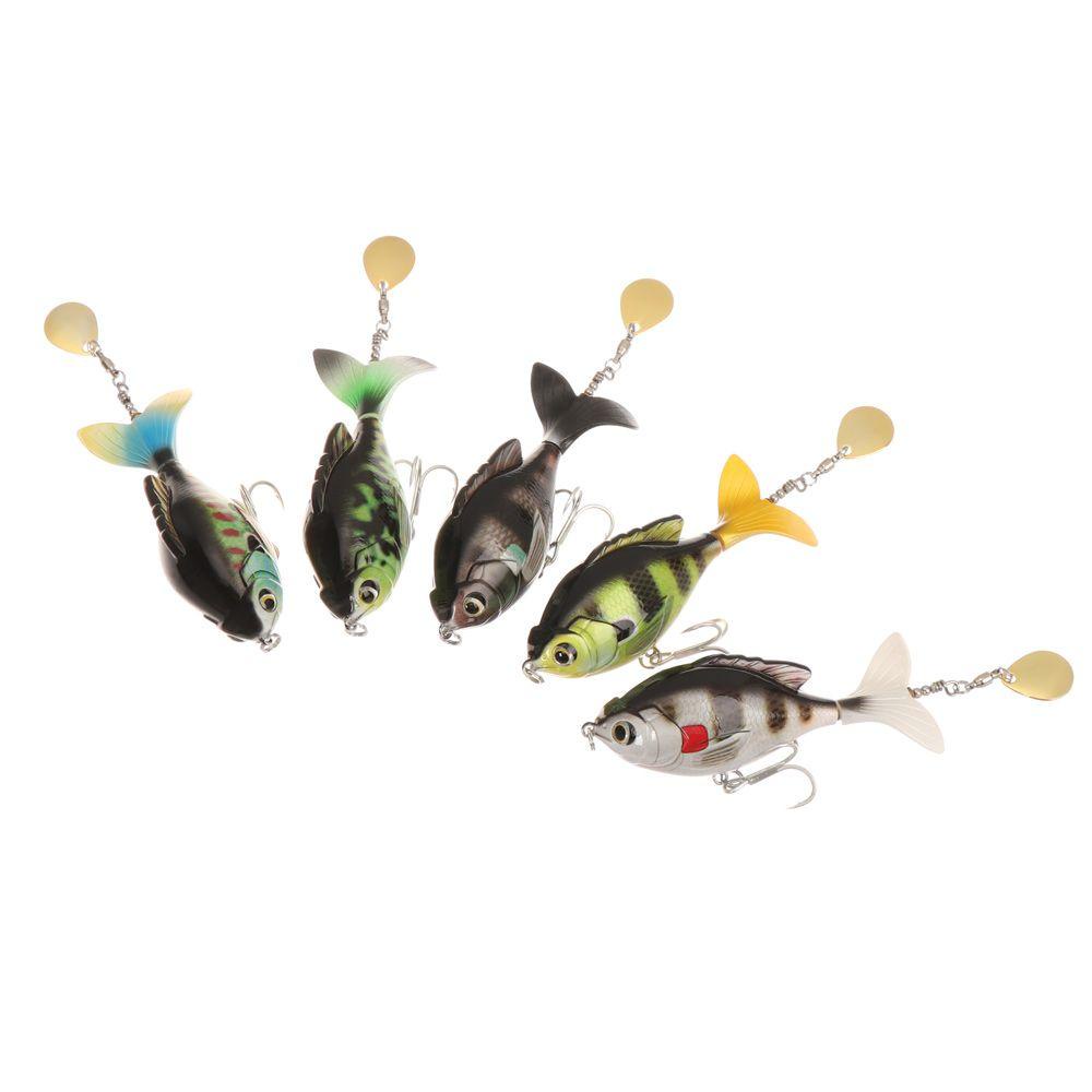 TOP 5pcs /Box Rotate Tail Fishing Lure New Lembut Rotating Tail 2segment VMC Hooks