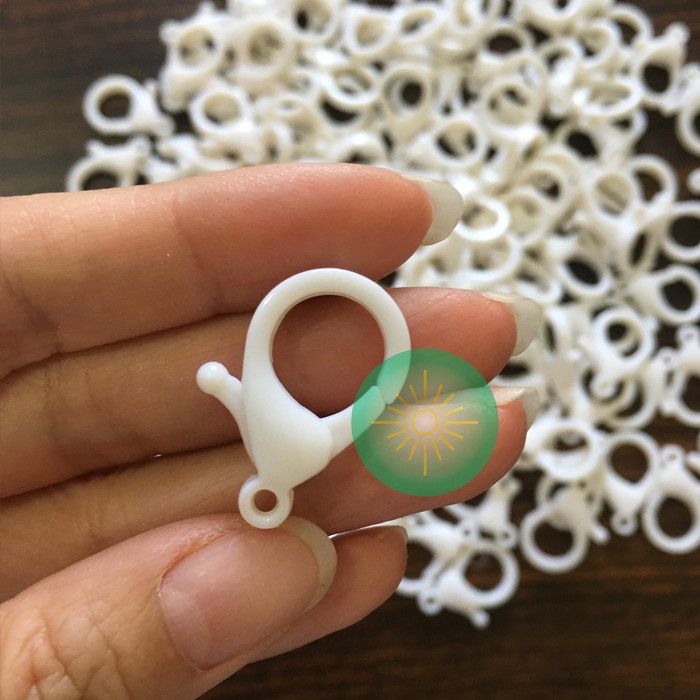Kaitan Lobster Plastik 25mm PUTIH / Kait Masker / Kait Kalung PUTIH