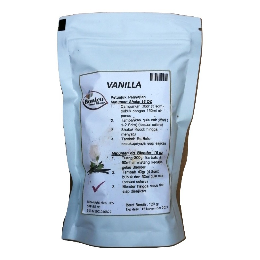 

BONICO VANILLA 120Gr Bubuk Minuman Ice Blend Milk Shake Smoothies drink powder vanila vanili