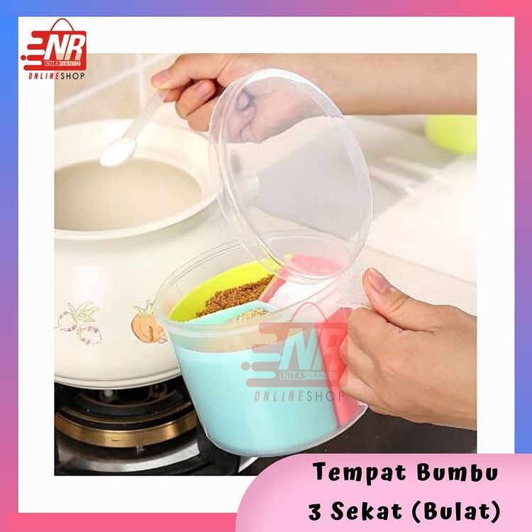 Kotak Bumbu 3in1 / Tempat Bumbu Serbaguna / Wadah Bumbu Dapur / Tempat Bumbu Bulat