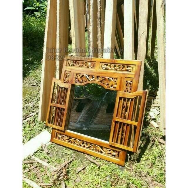 Jendela Krepyak Jati Ukir Cermin Hias Jati Ukir Jujur Barokah Furniture Jepara