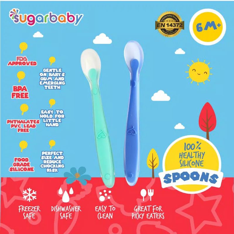 SUGAR BABY Healthy Silicone Spoon Sendok Makan Silikon Bayi