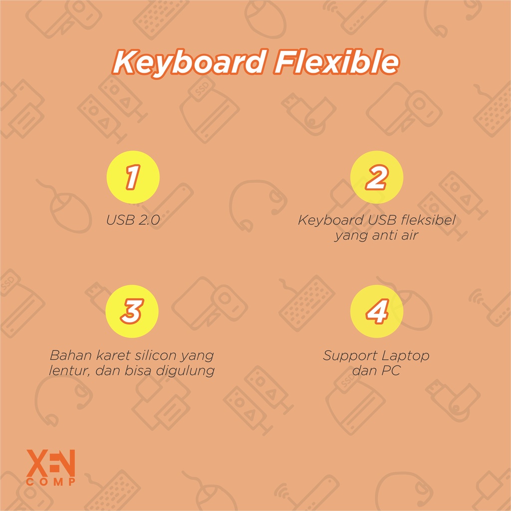 Keyboard Flexible USB External Anti Air Elastis Lembut Gulung Lipat