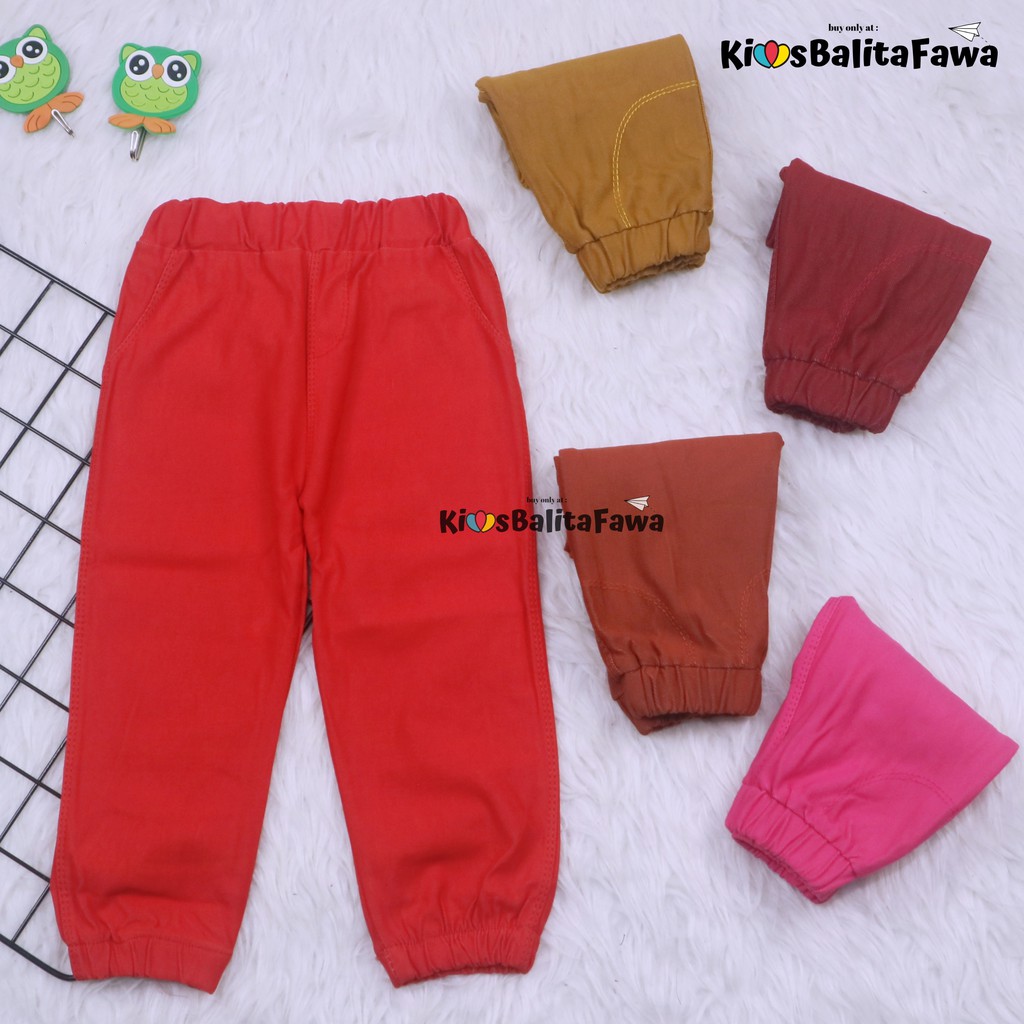 Jogger Bayi Uk. 3-12 Bulan / Celana Bayi Laki Perempuan Semi Denim Jogger Pants Panjang Polos Murah