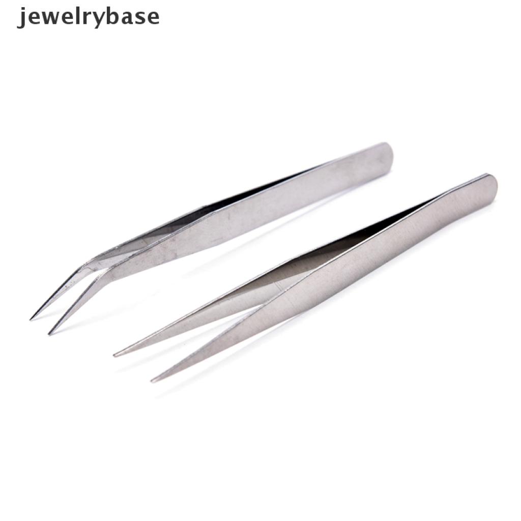 2 Pcs Pinset Lurus Bahan Stainless Steel Untuk Alat Makeup