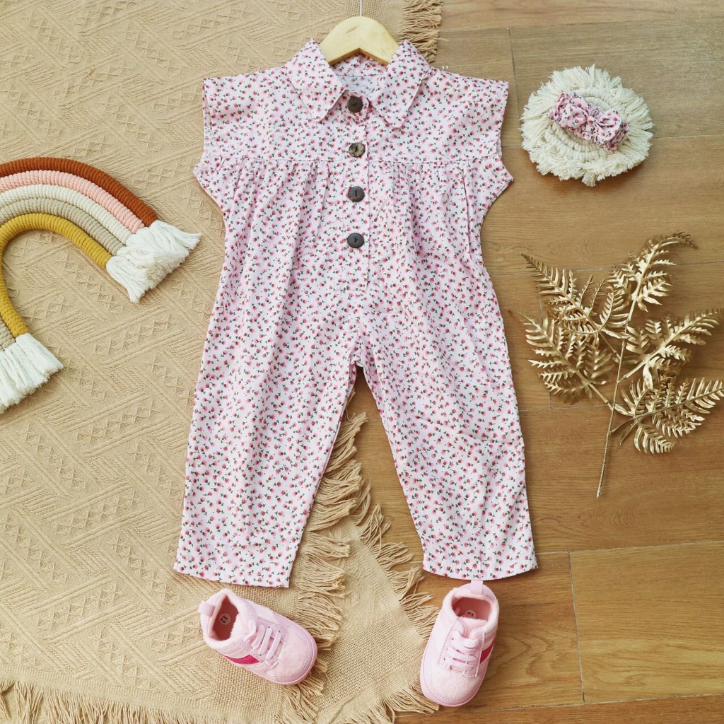 BARU! LIK038 - 2in1 Jumpsuit Overall Anak Bayi Perempuan Bunga Fashion Pergi Jalan