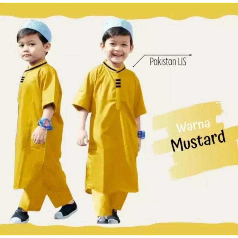 Setelan Baju Koko Pakistan Anak Usia 1-10 Tahun Set Baju Muslim Anak Laki-laki Terlaris