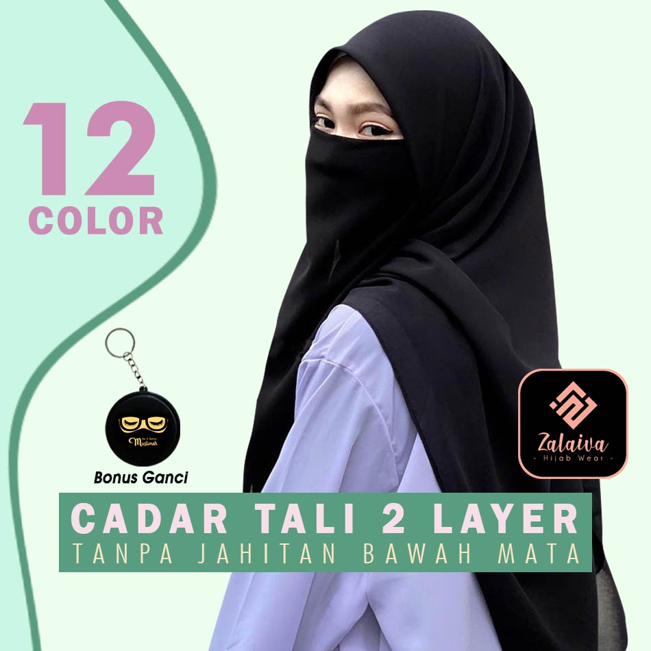 ZALAIVA  Cadar Tali 2 Layer Tanpa Jahitan di Bawah Mata / Niqab Tali Basic Tanpa Jahitan Depan Mata