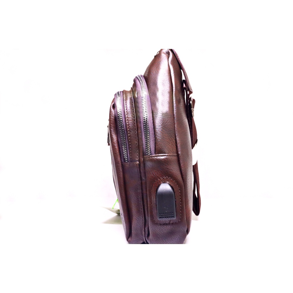 Tas Slempang Selempang Pria Laki Cowo Kulit Sling Travel Bag Impor Ori Asli PU Leather : 2 - 23