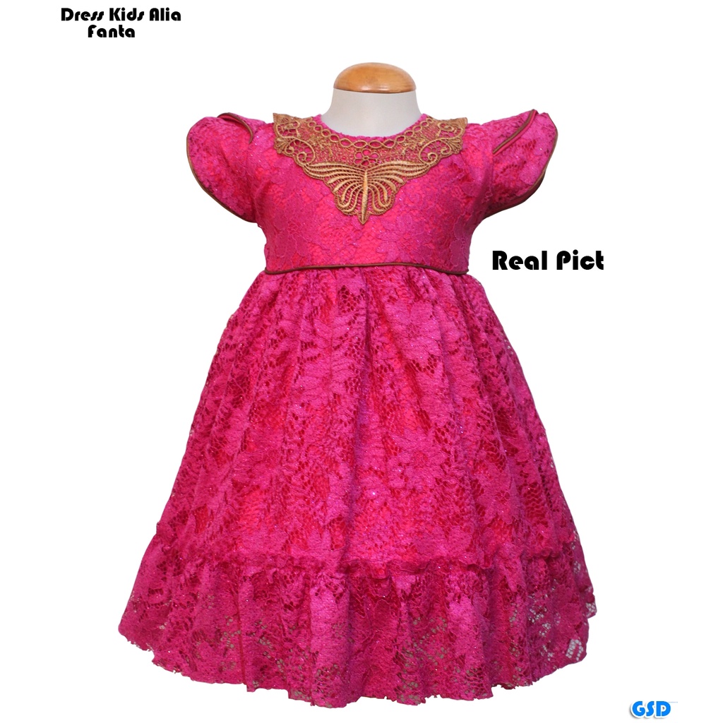 Dress Kids Alia/Baju Anak Asimetris Brukat Renda / Gaun Rample Anak Usia 1-3 Tahun / Midi Dress