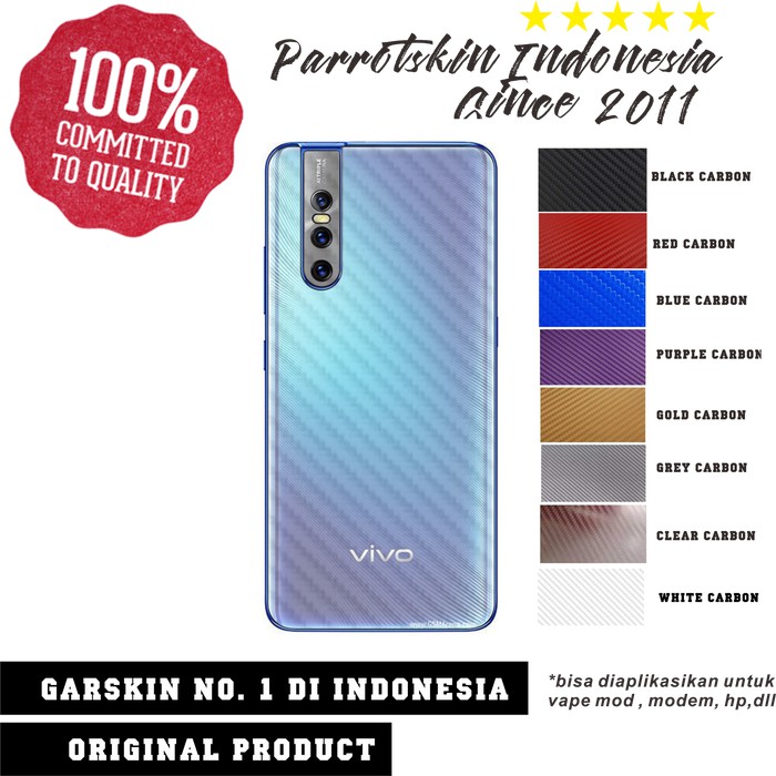 Garskin Protector Carbon clear black purple blue Vivo V15 anti gores