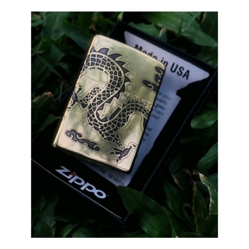 Korek Api Zippo Grafir Motif Dragon Naga Gold Korek Zippo Grafir Premium