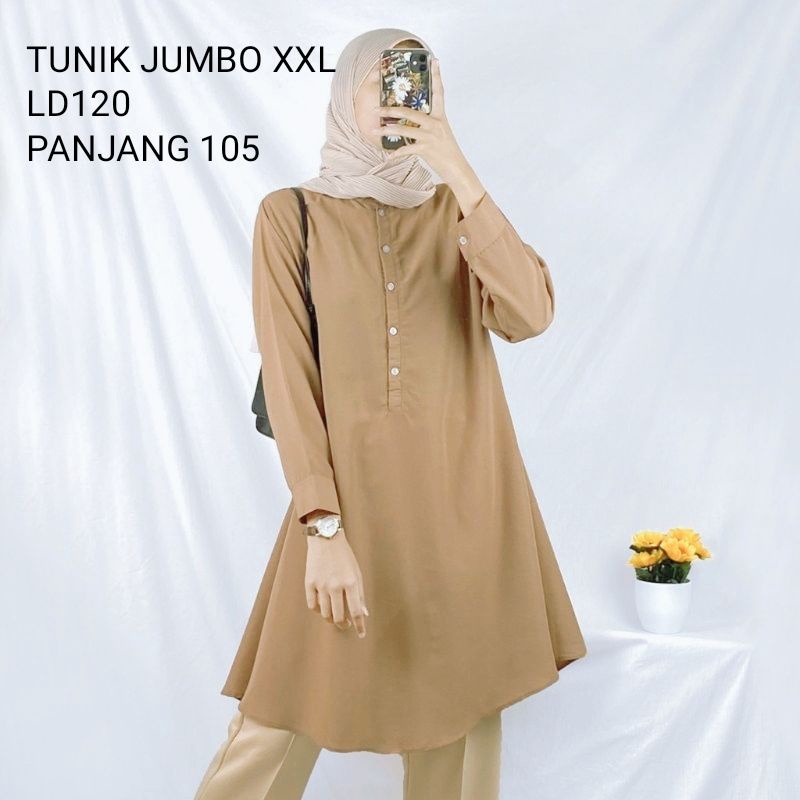 TUNIK JUMBO/TUNIK MUSLIMAH/TUNIK JUMBO LD120&amp;102/PANJANG 105/BIG SIZE/MOSCEPE IMPORT PREMIUM/TUNIK TERLARIS/TUNIK BRILLIE/REALPICT