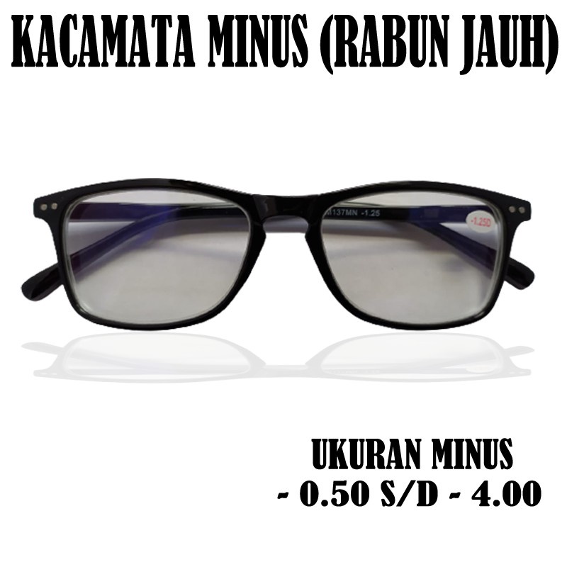 kacamata baca minus /kacamata lensa minus / kacamata minus pria wanita ukuran -0.50 s/d -4.00 / kaca