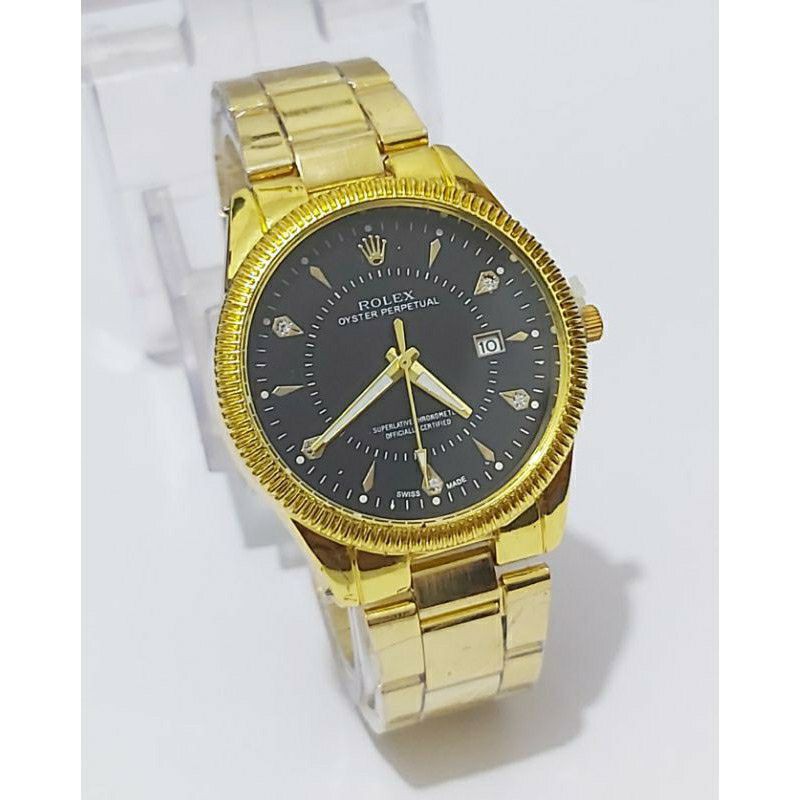 Jam Tangan Pria Rantai Gold Murah Rolex Superlative Rantai Tanggal Aktif