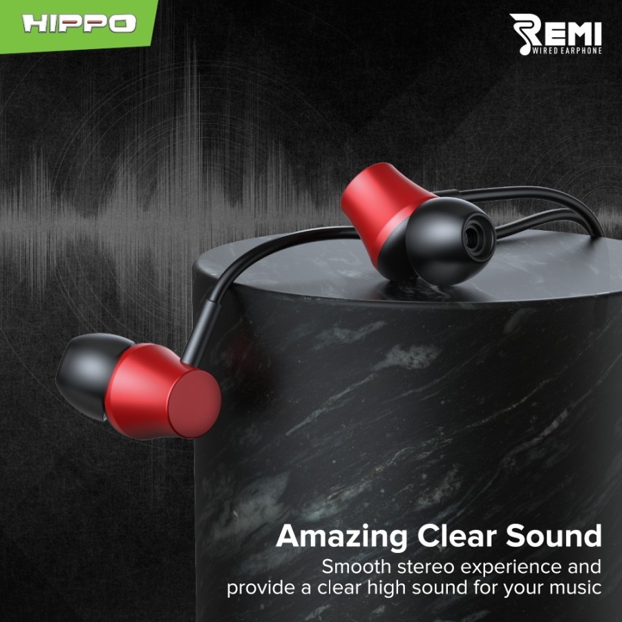 HIPPO REMI Wired Earphone Headset Handsfree Super Bass Stereo 3.5mm Jack Audio with Microphone