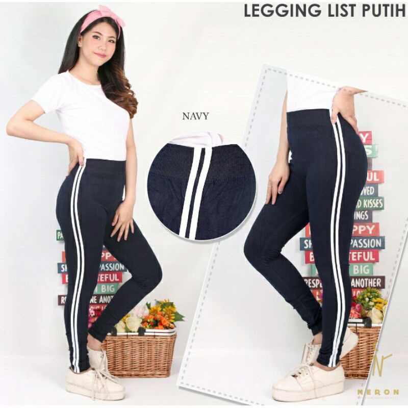 Celana legging wanita import - legging wanita strip neron - legging list wanita jumbo - legging wanita panjang premium