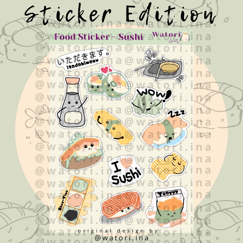 

Food Sticker - Sushi / Stiker Sushi lucu journaling