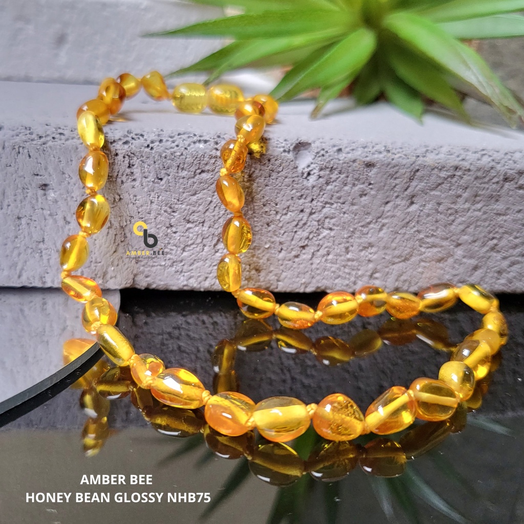 Kalung Amber Bayi &amp; Anak Premium Glossy Honey Beans NGHB75 By Amber Bee