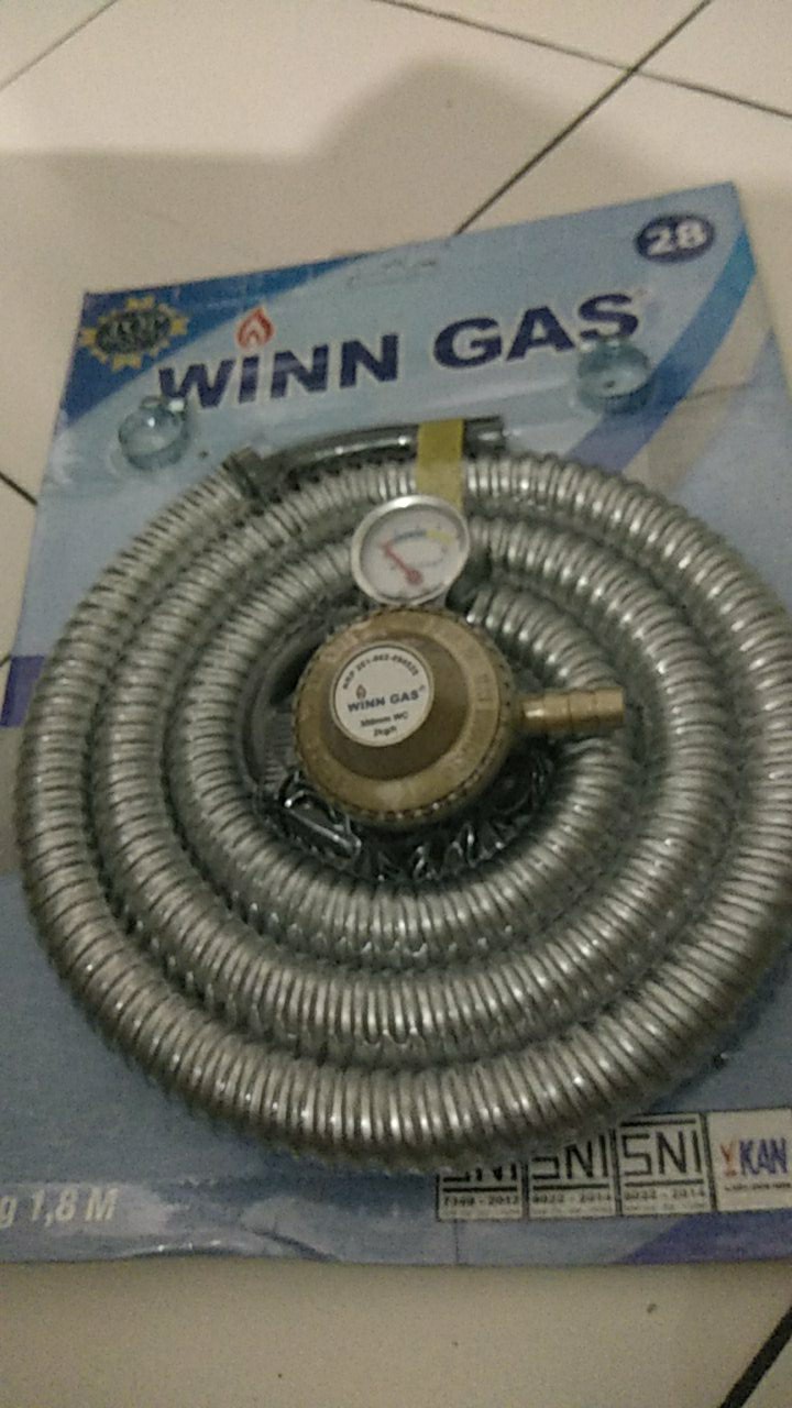 Paket Winn Gas W28 Tekva Meter Dgn Selang Gas Dilapisi Flexible Metal