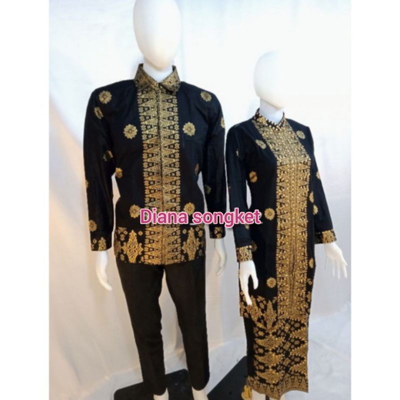 Jual baju songket hitam gold model kebayak | Shopee Indonesia