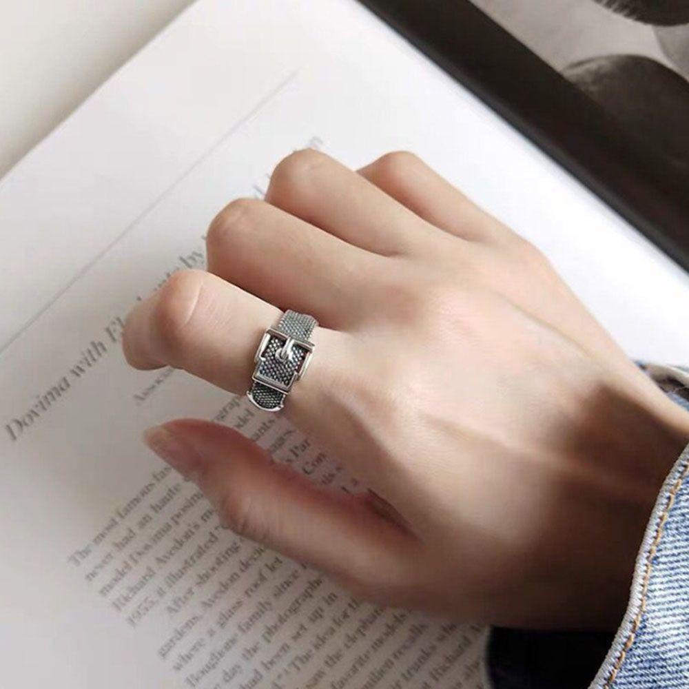 Mxbeauty Cincin Jari Punk Gothic Rantai Terbuka Rings Sabuk Gesper Midi Rings Perhiasan