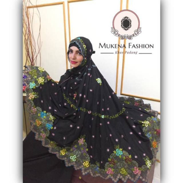 Mukena Bordir Bukittinggi Keliling Timbul Warna Hitam Mukena Bordir Bukittinggi Keliling Timbul Warna Hitam