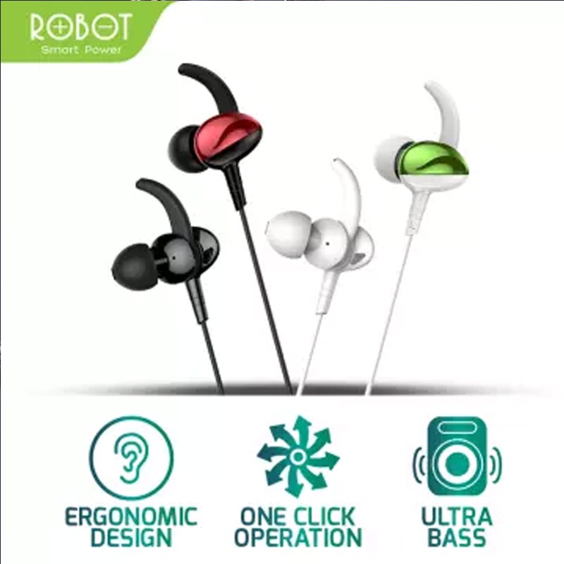 Robot Handsfree Headset Headphone RE801 Wired Earphone Bass Audio jack 3.5 mm Original 100%