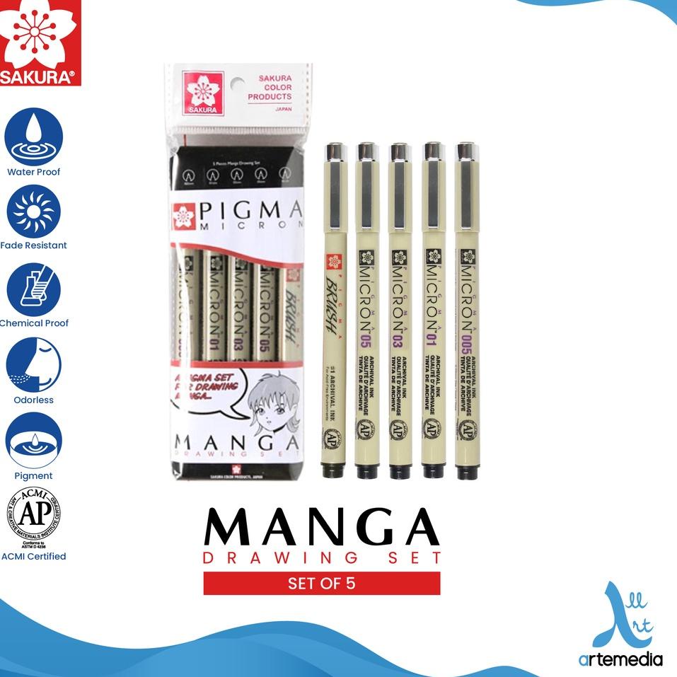 

Free Shipping Drawing Pen Sakura Pigma Micron Manga Set Pulpen Gambar