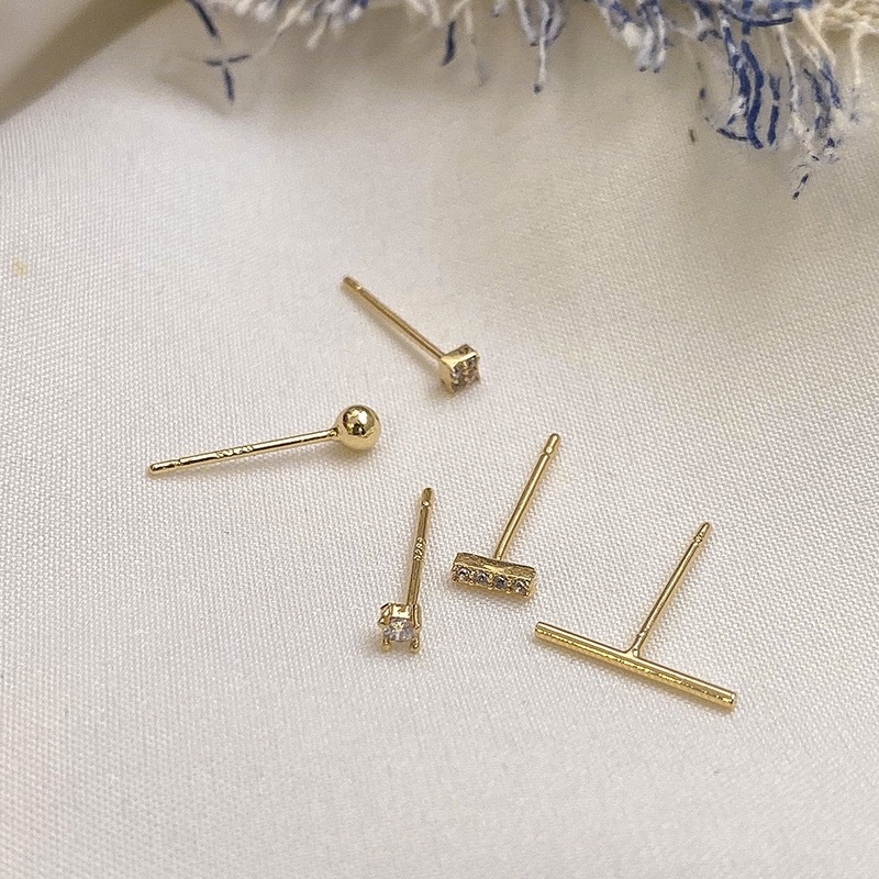 5pcs/set Korean Simple Style Gold Geometry Shape S925 Silver Needle Prevent Allergy Women Earrings