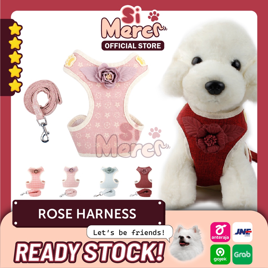 Rose Harness Baju Anjing Kucing/ Harness Premium Anjing / Harness Anjing Kucing / Tali Anjing