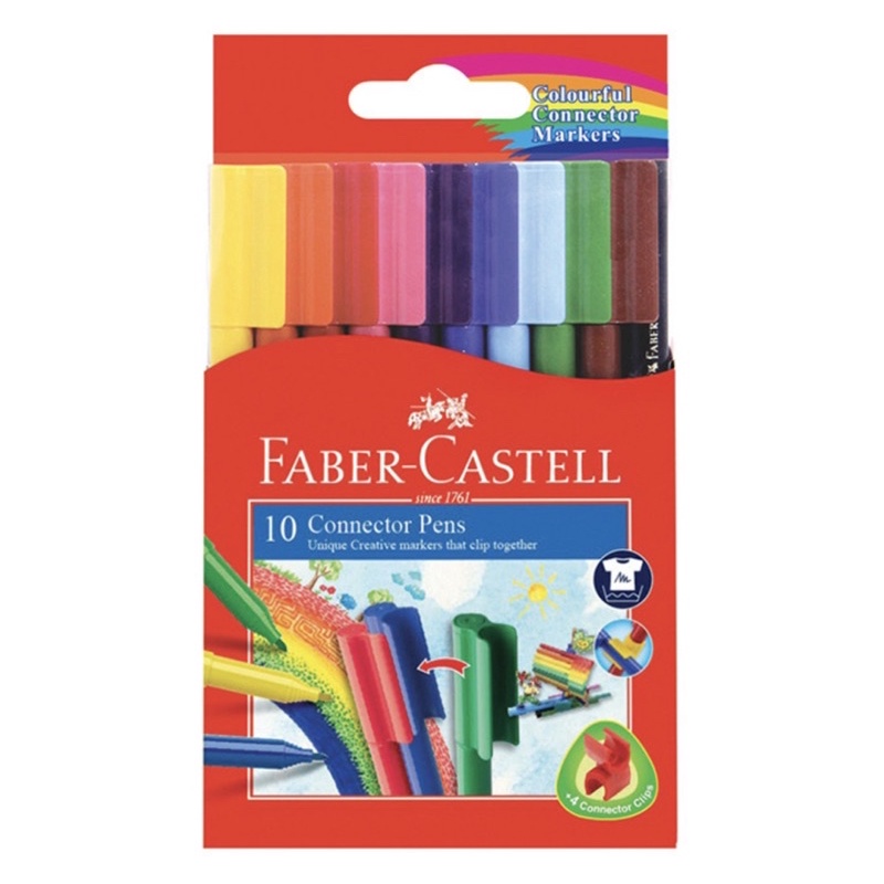 FABER CASTELL CONNECTOR PEN MARKER 10 / 60 WARNA - 10 COLORING PEN MARKERS COLORFULL / NEON COLORS / BRIGHT SOLID COLORS