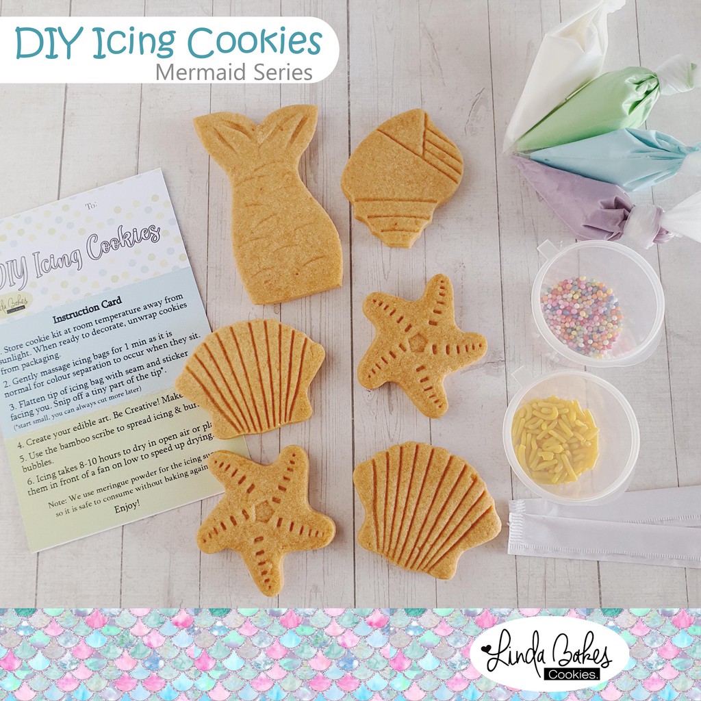 

DIY Icing Cookies/ Decorating/ Kukis Hias/ Kue Kering/ Souvenir - Mermaid Series