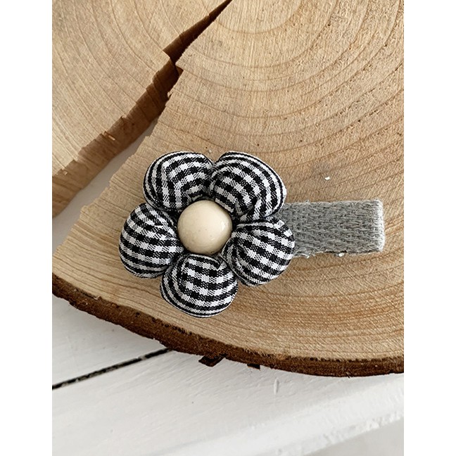 LRC Jepit Rambut Fashion Black Plaid Plaid Flower Hair Clip F62511