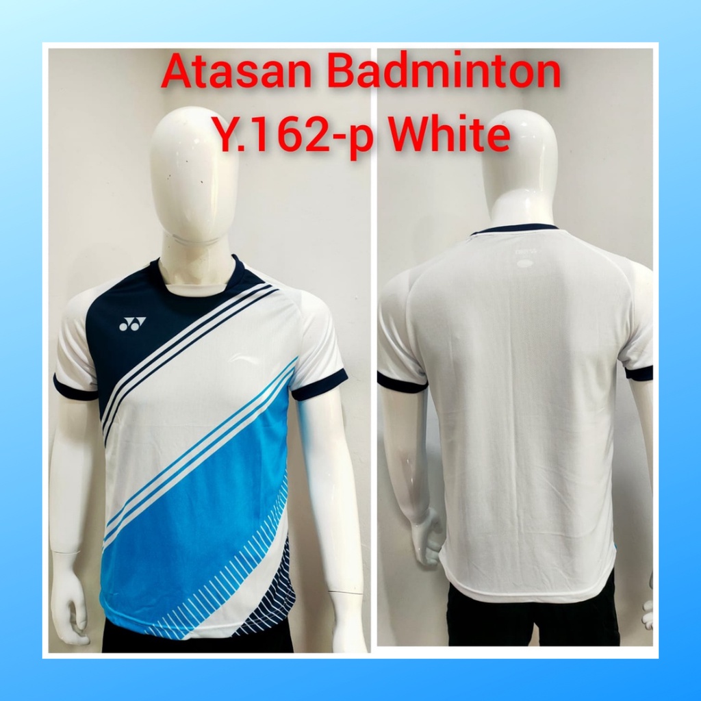 Kaos badminton pria jersey bulutangkis baju atasan jersy wanita dewasa t-shirt outfit seragam kostum olahraga casual suit pakaian jarsey oblong apparel sports jersi sudirman cup bulu tangkis Y162 putih polos