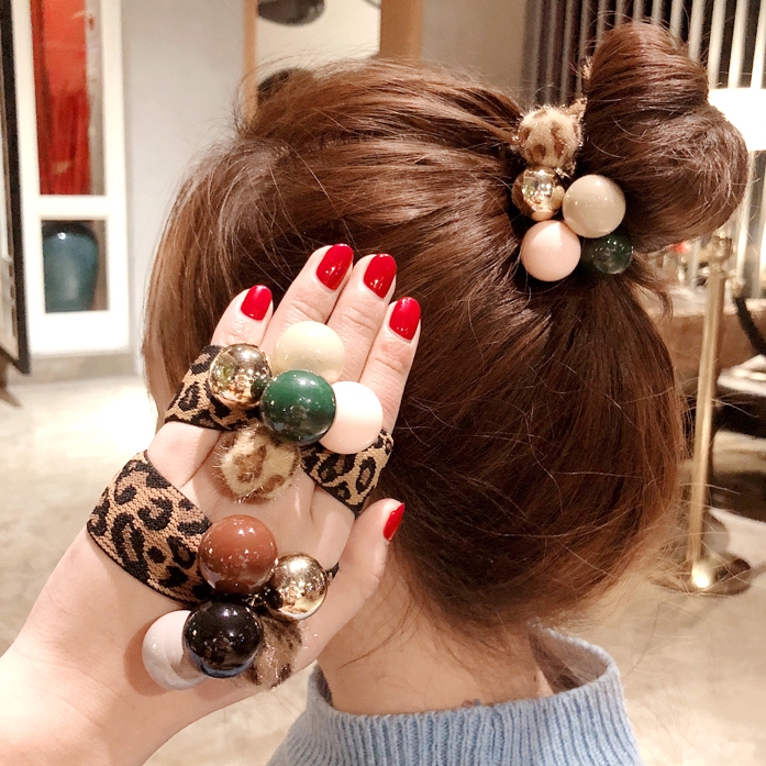  Ikat Rambut Elastis  Gaya Korea Motif Leopard untuk Wanita 