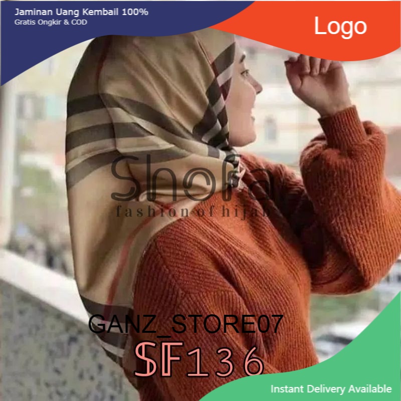 Hijab segiempat kerudung voal motip sf136