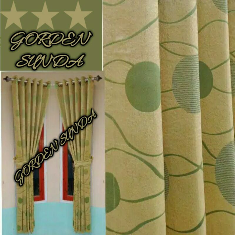 Gorden Minimalis/Gorden Blackout Motif Bulan Warna Hijau