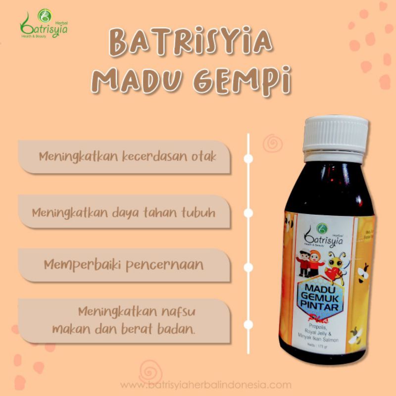 

Madu Gemuk Pintar membantu meningkatkan nafsu makan pada anak, menambah nutrisi dan meningkatkan kecerdasan otak