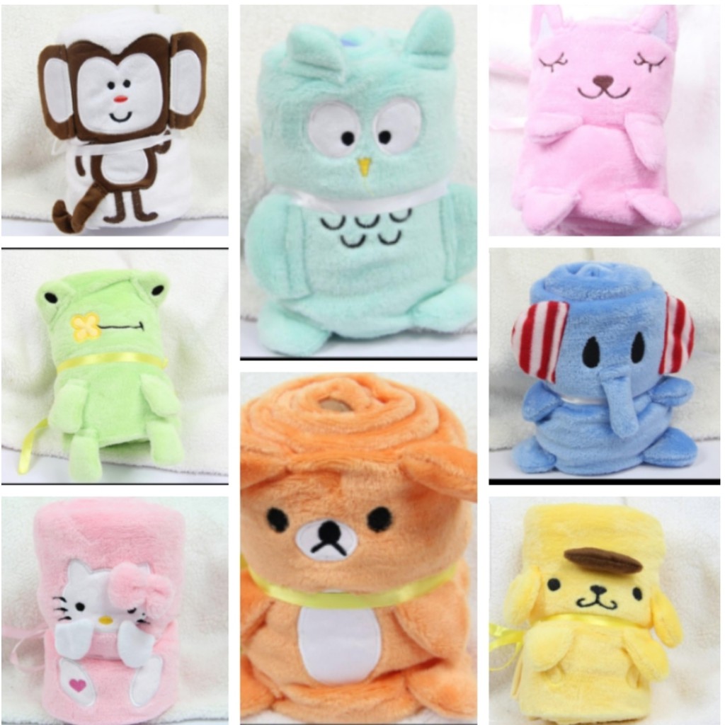 Catell love selimut gulung 3d dan selimut+ sapu tangan animals