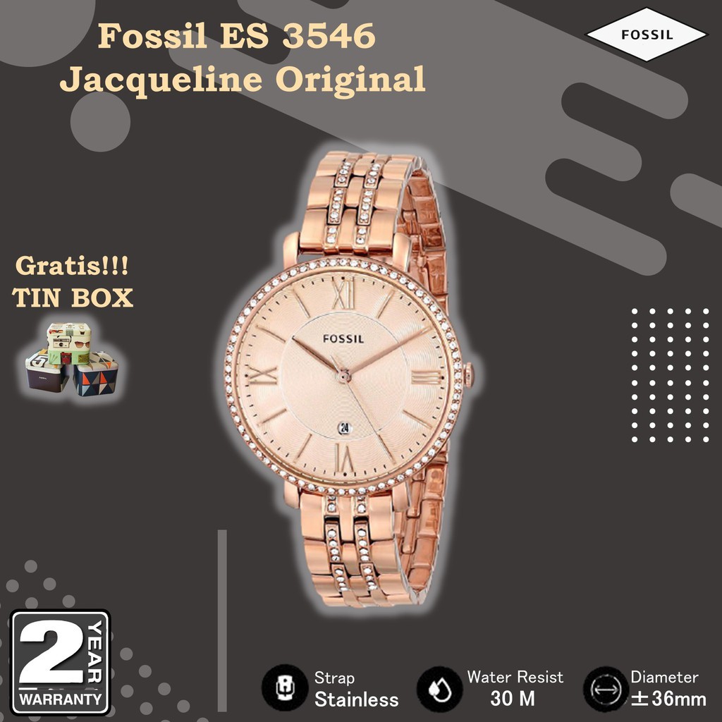 TERLARIS F0SS1L ES3546 Rosegold - Jam Tangan Wanita F0SS1L Original F0SS1L ES 3546 Jacqueline