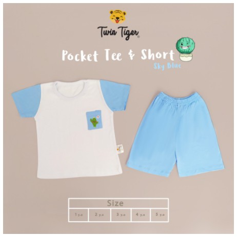 Twin Tiger Baby - Pocket Tee Cactus - Baju retro Setelan Anak - Baju Anak - Bayi SNI 0 - 5 th Cactus