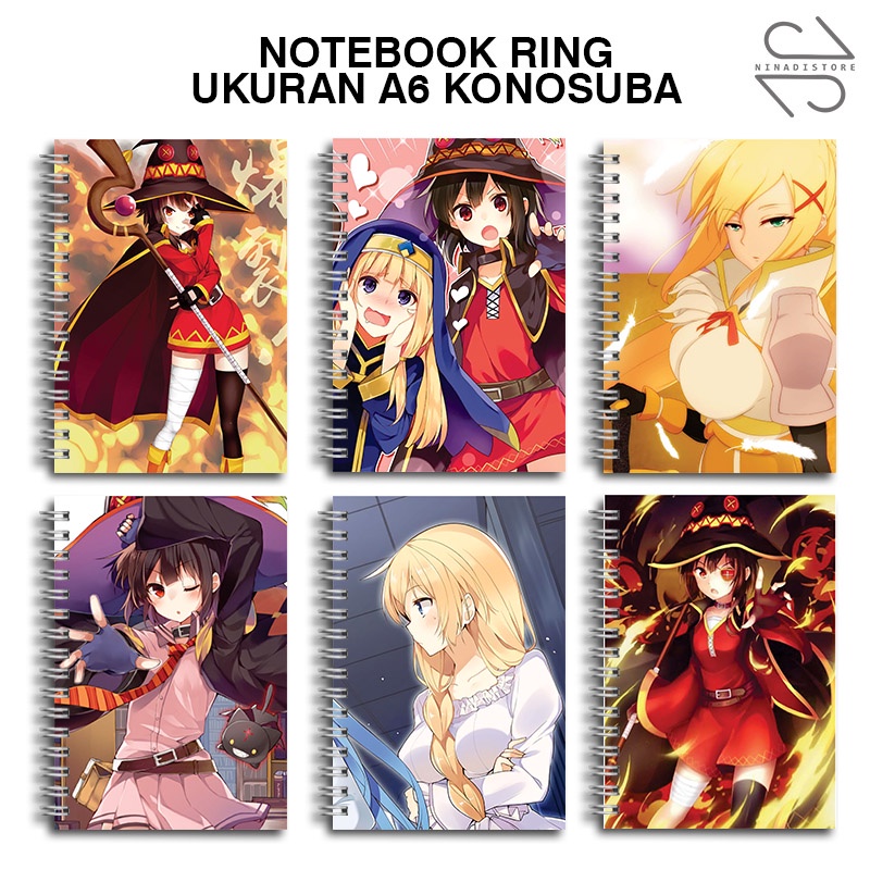 

(BELI 6 GRATIS 1)Buku Tulis Catatan buku notebook buku diary Notebook Ring Spiral A6 60 Lembar koleksi gambar konosuba part12